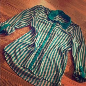 Green stripe blouse